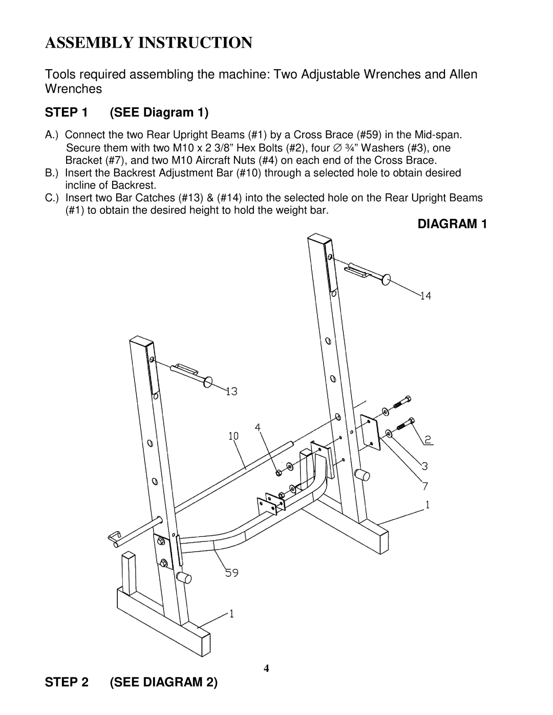 Impex WM-348 manual Assembly Instruction, Diagram See Diagram 