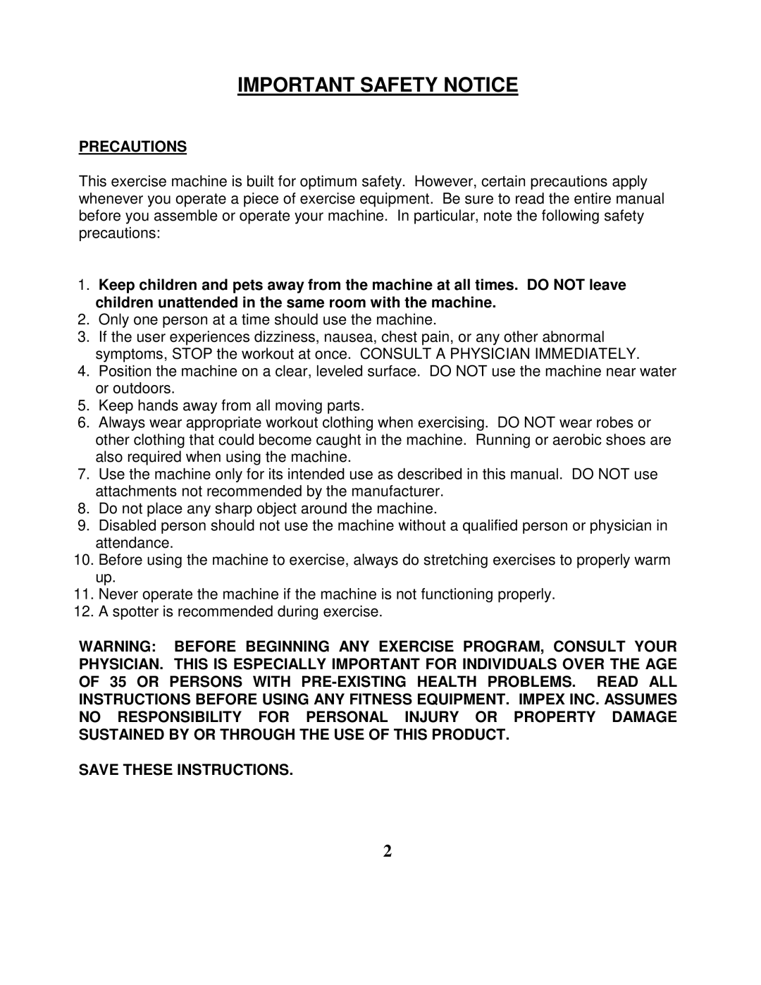 Impex WM-354 manual Important Safety Notice, Precautions 