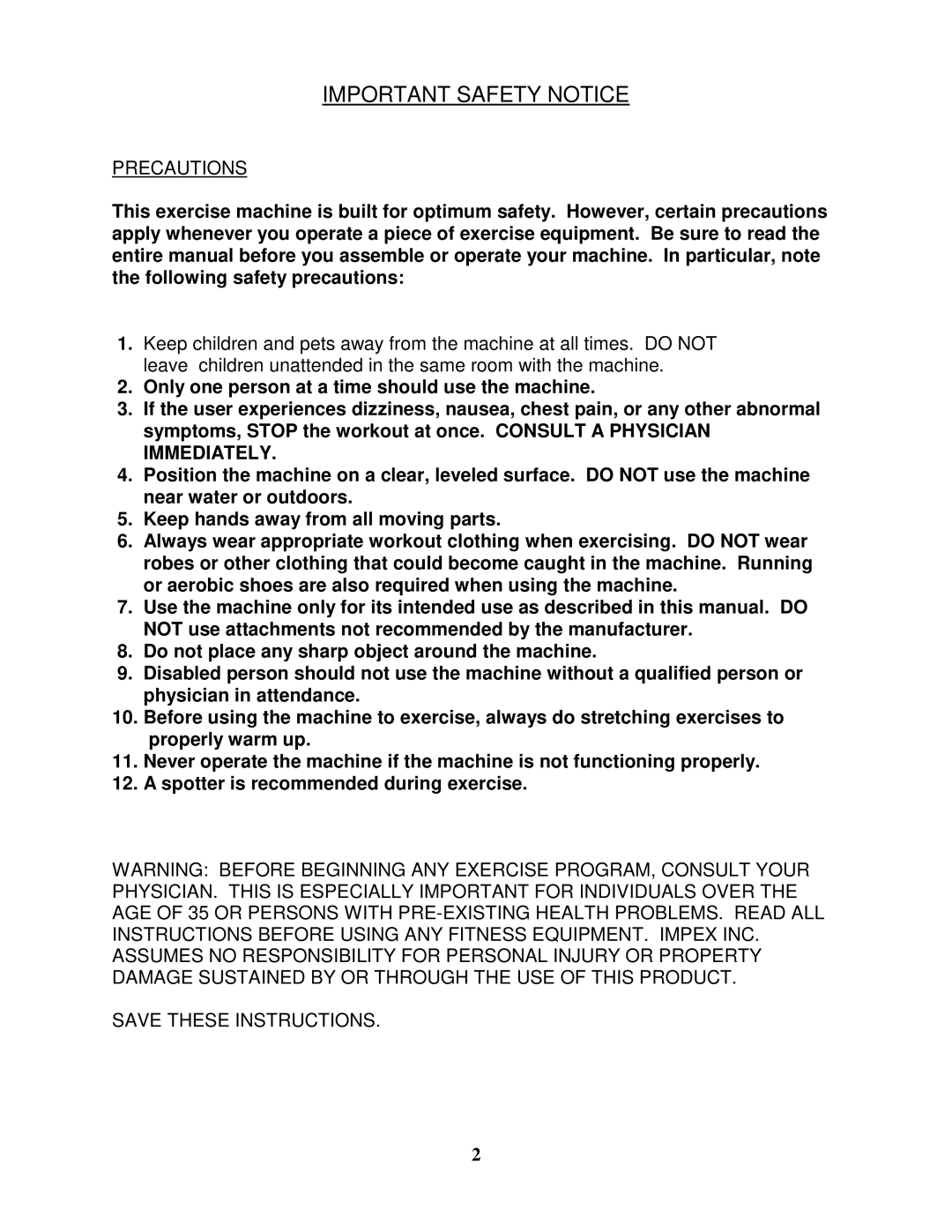 Impex WM-MXS manual Important Safety Notice 