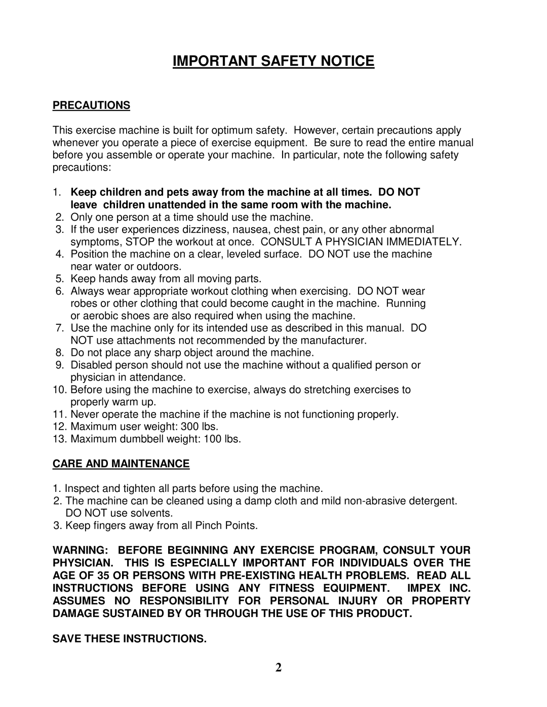 Impex WMGG-224 manual Important Safety Notice, Precautions 