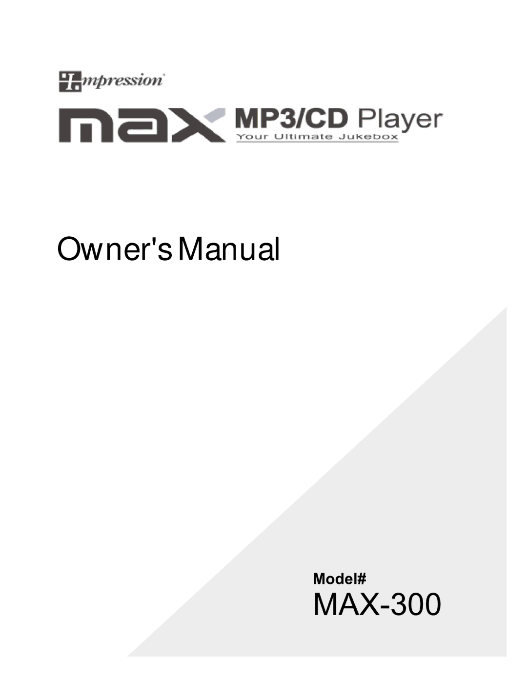 Impression Products MAX-300 manual 