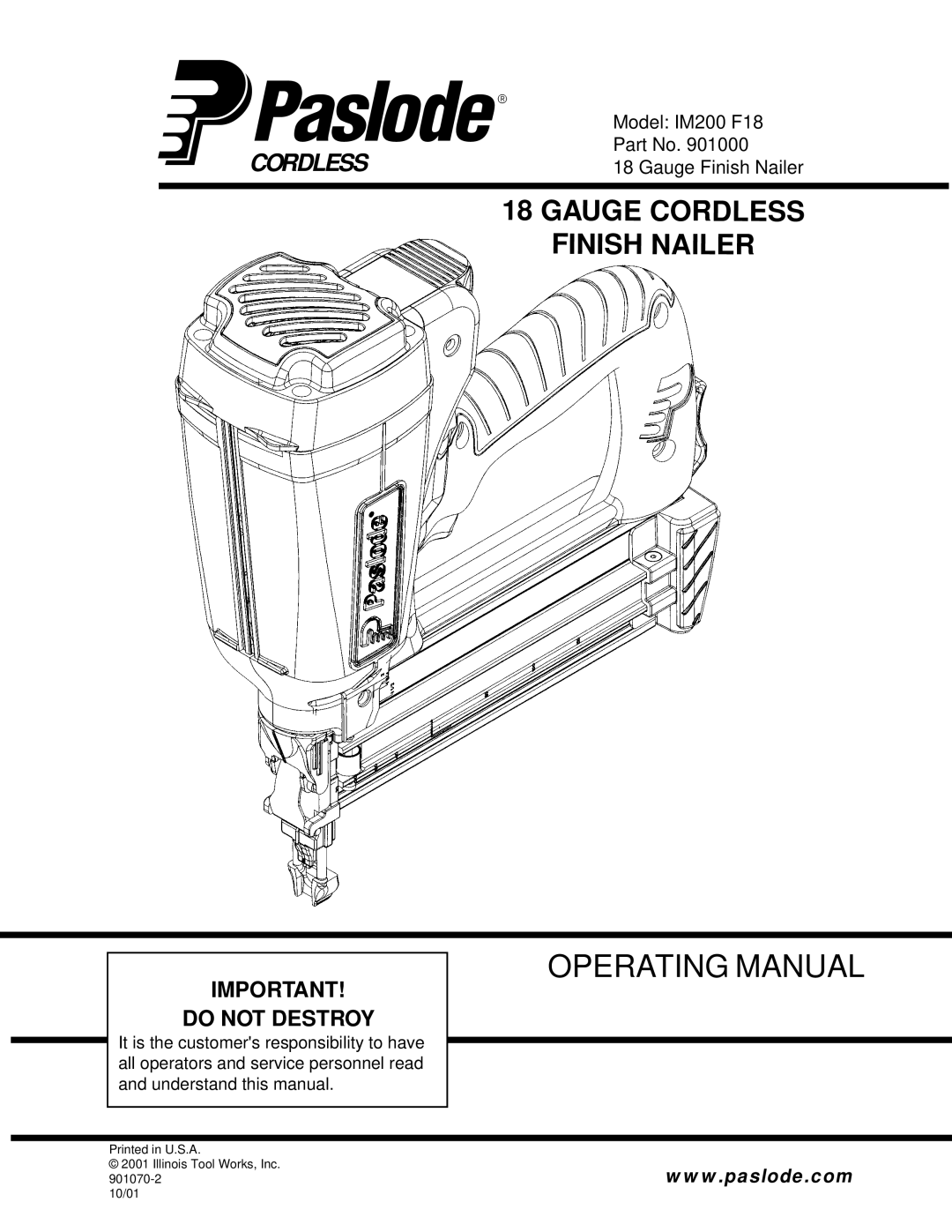 Impulse IM200 F18 manual Operating Manual 