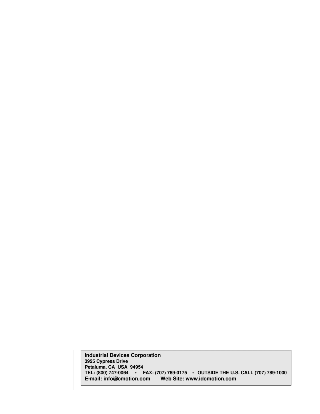 Impulse PCW-5181 user manual Industrial Devices Corporation, Mail info@idcmotion.com 