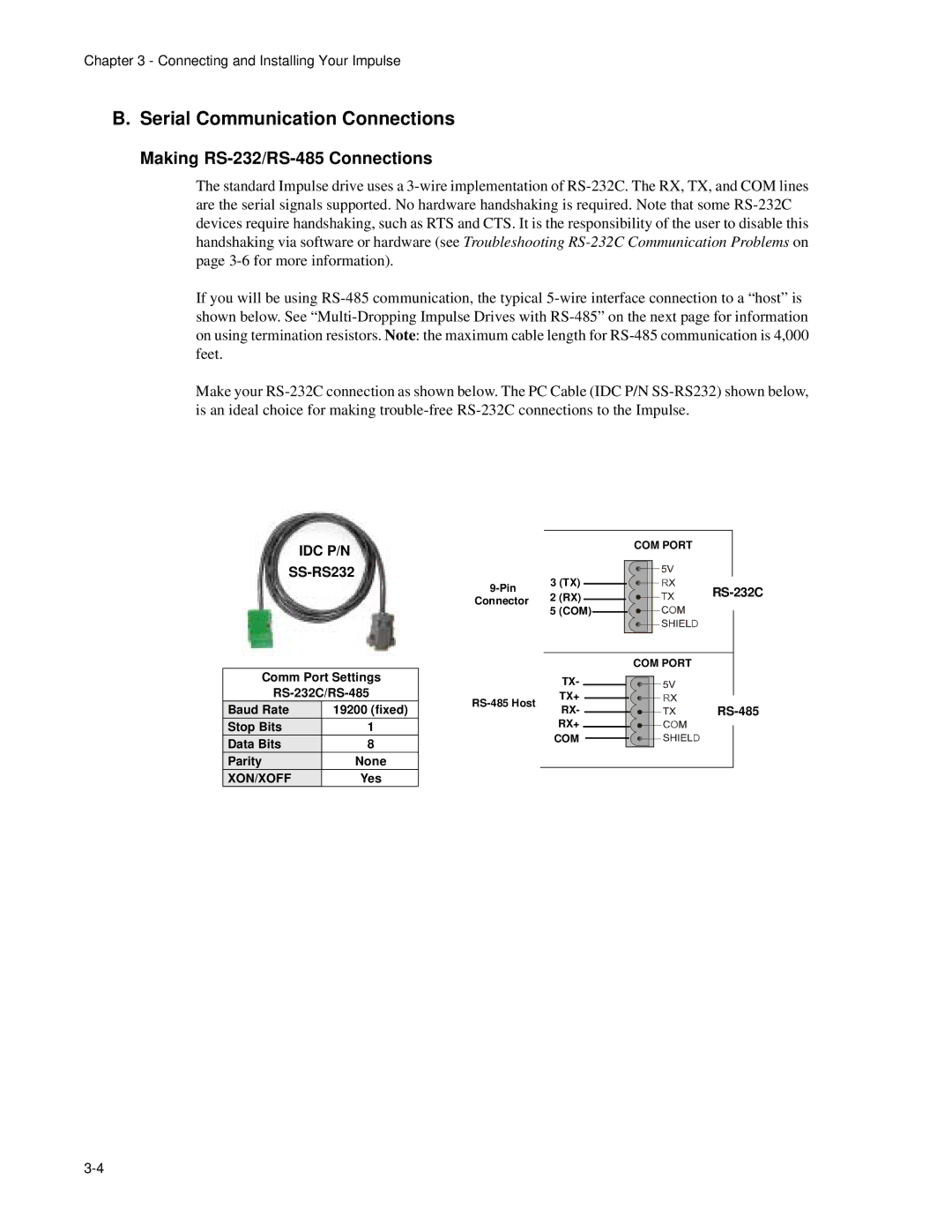 Impulse PCW-5181 user manual Serial Communication Connections, Making RS-232/RS-485 Connections, SS-RS232 