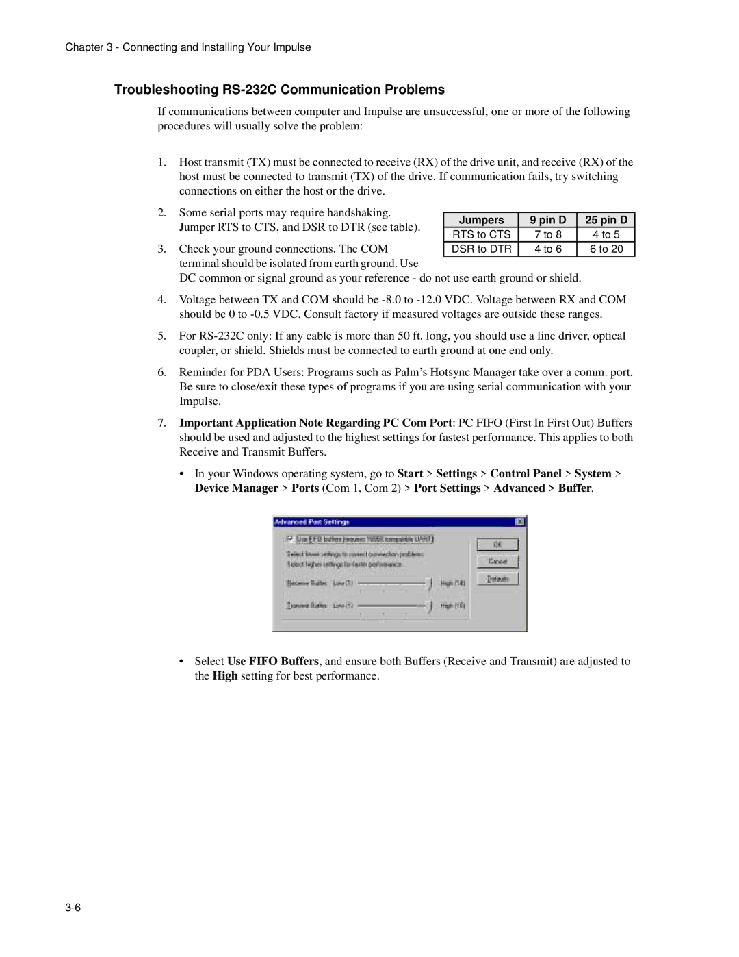 Impulse PCW-5181 user manual Troubleshooting RS-232C Communication Problems, Jumpers Pin D 