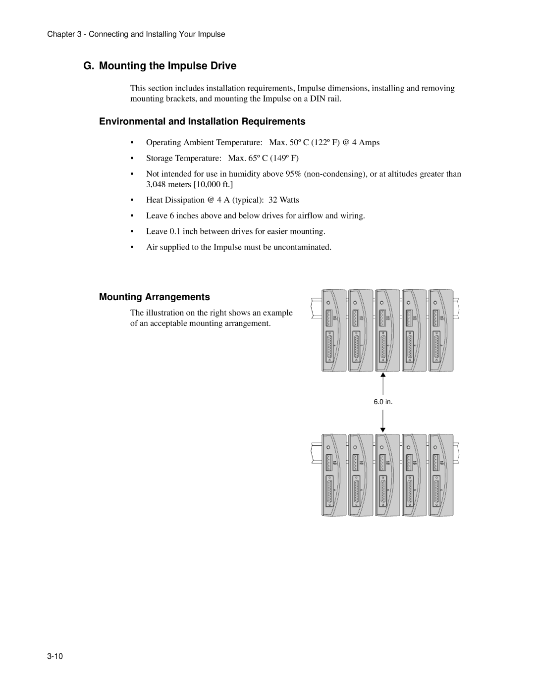 Impulse PCW-5181 user manual Mounting the Impulse Drive, Environmental and Installation Requirements, Mounting Arrangements 