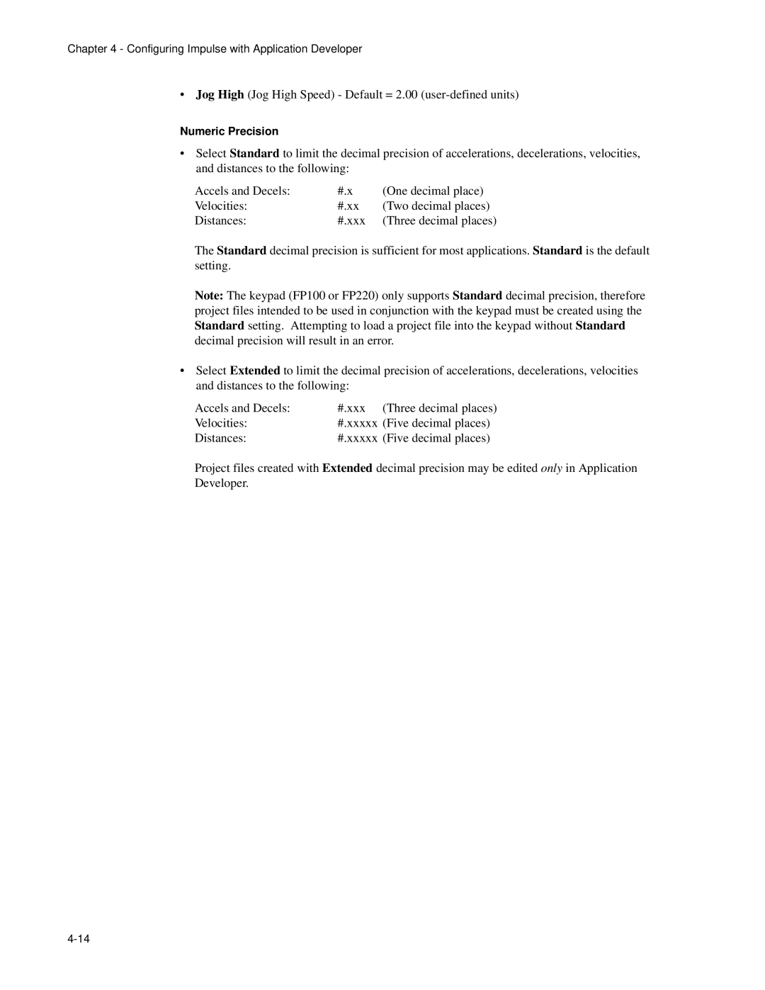 Impulse PCW-5181 user manual Numeric Precision 