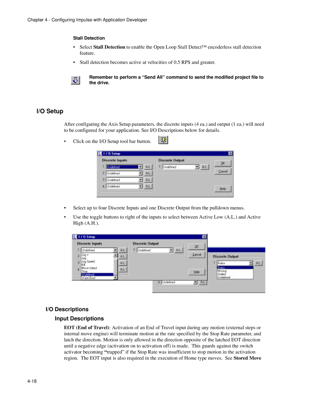 Impulse PCW-5181 user manual Setup, Descriptions Input Descriptions, Stall Detection 