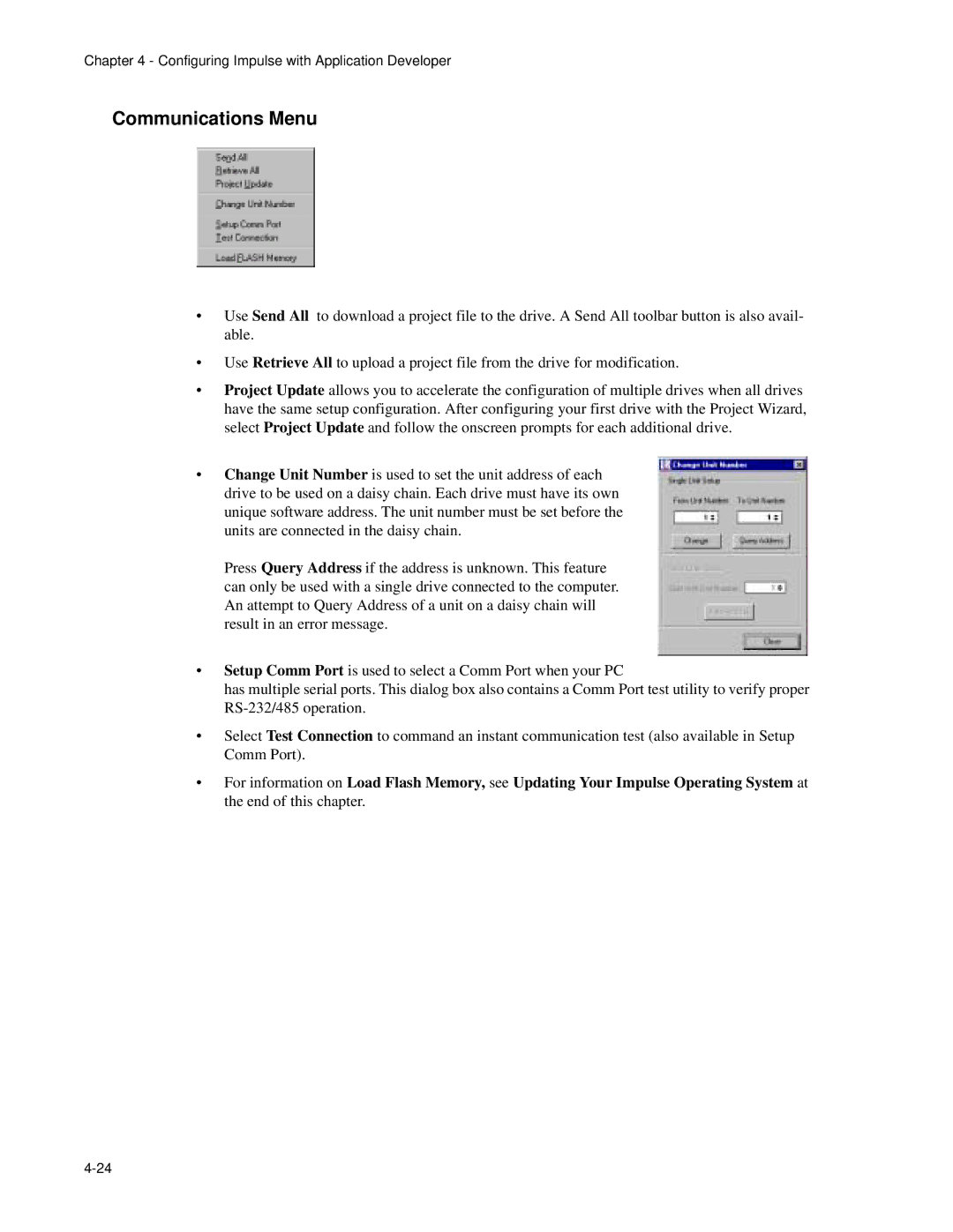 Impulse PCW-5181 user manual Communications Menu 