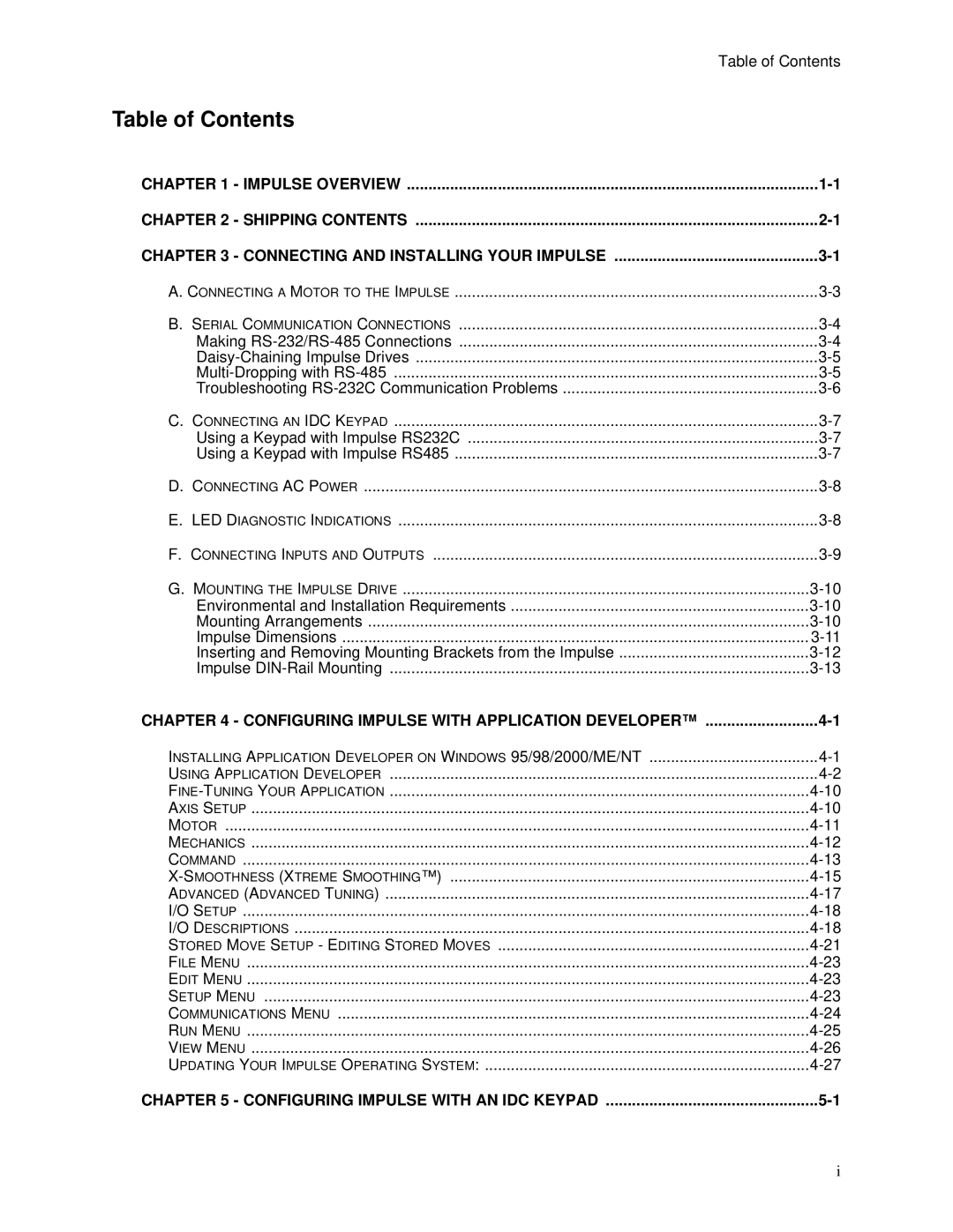 Impulse PCW-5181 user manual Table of Contents 