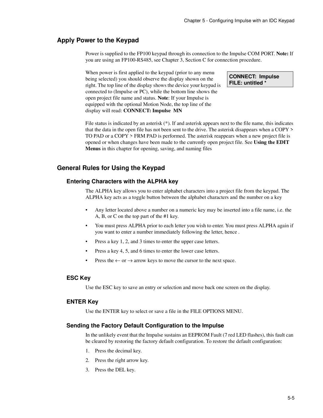 Impulse PCW-5181 user manual Apply Power to the Keypad, General Rules for Using the Keypad 