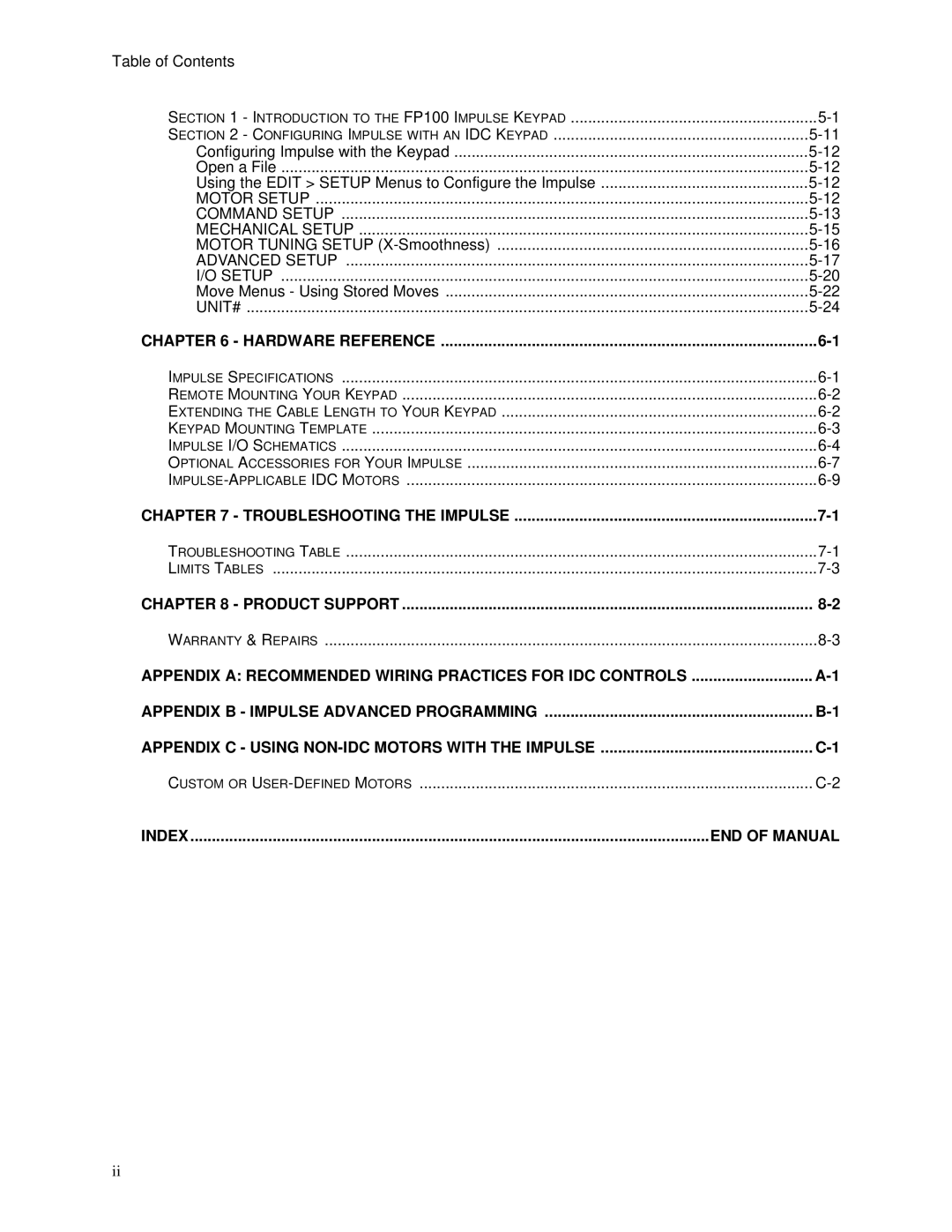 Impulse PCW-5181 user manual END of Manual 