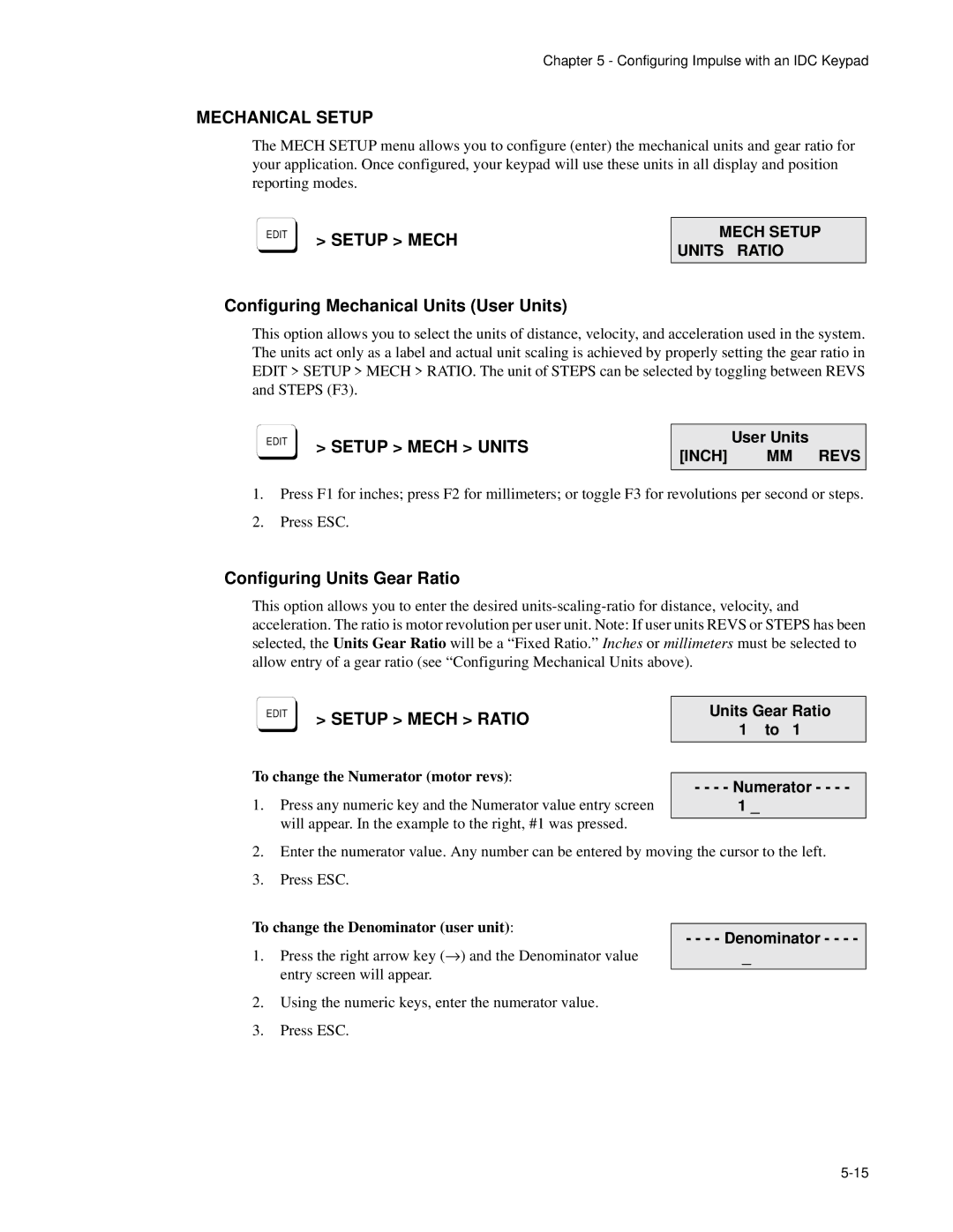 Impulse PCW-5181 Configuring Mechanical Units User Units, Configuring Units Gear Ratio, Units Gear Ratio Numerator 