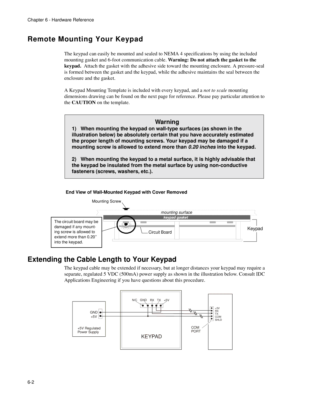 Impulse PCW-5181 user manual Remote Mounting Your Keypad, Extending the Cable Length to Your Keypad 