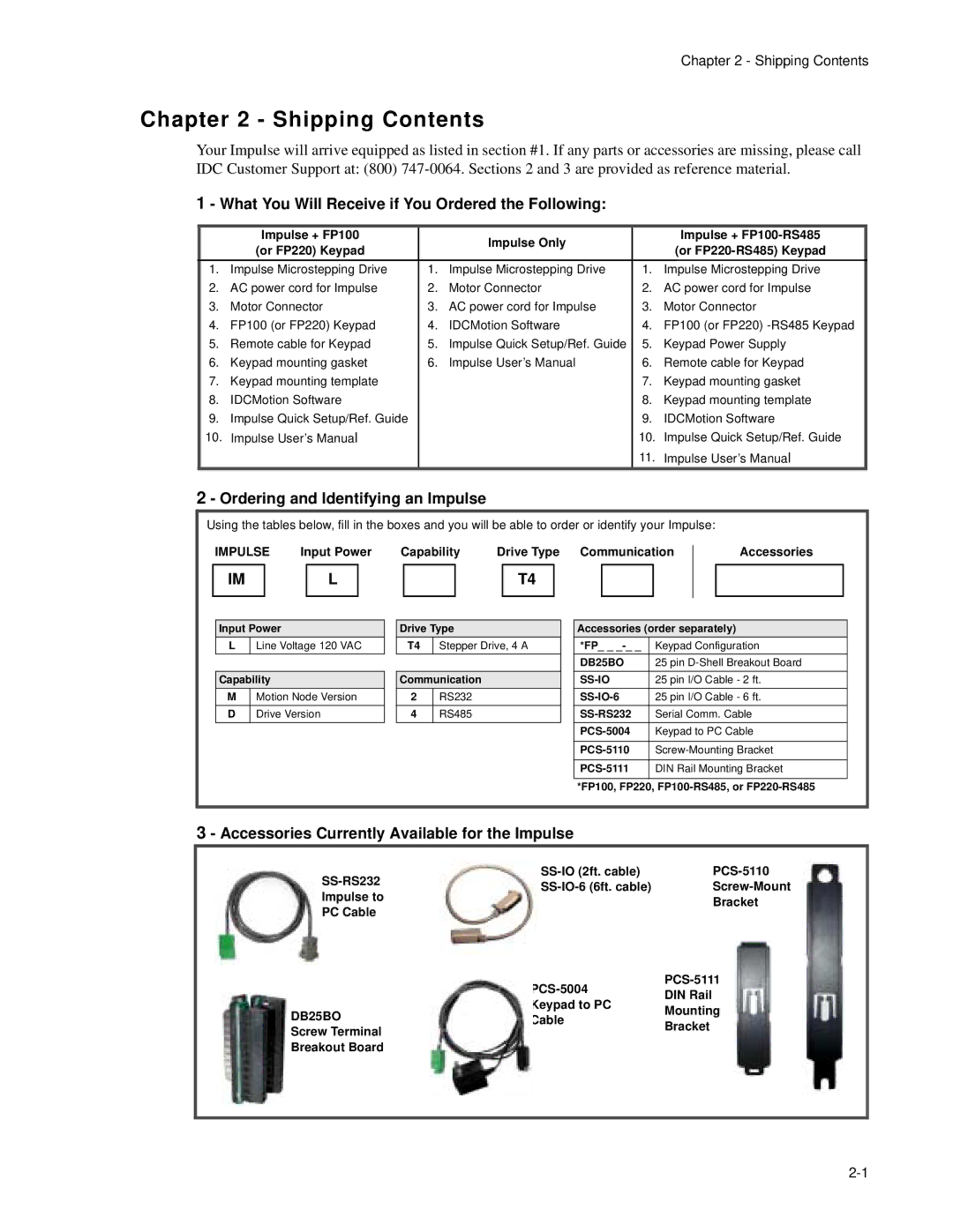 Impulse PCW-5181 user manual Shipping Contents 