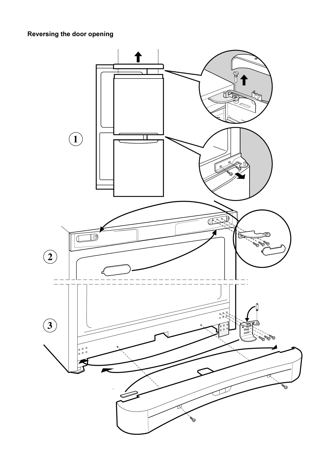 Indesit B 33 FNF X manual Reversing the door opening 