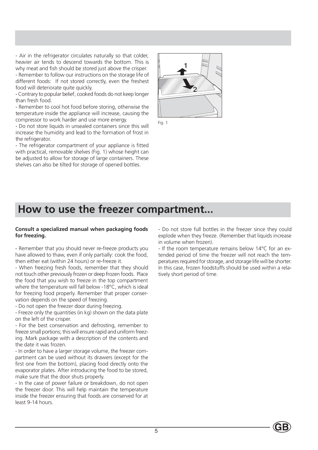 Indesit BA 12 S manual How to use the freezer compartment 