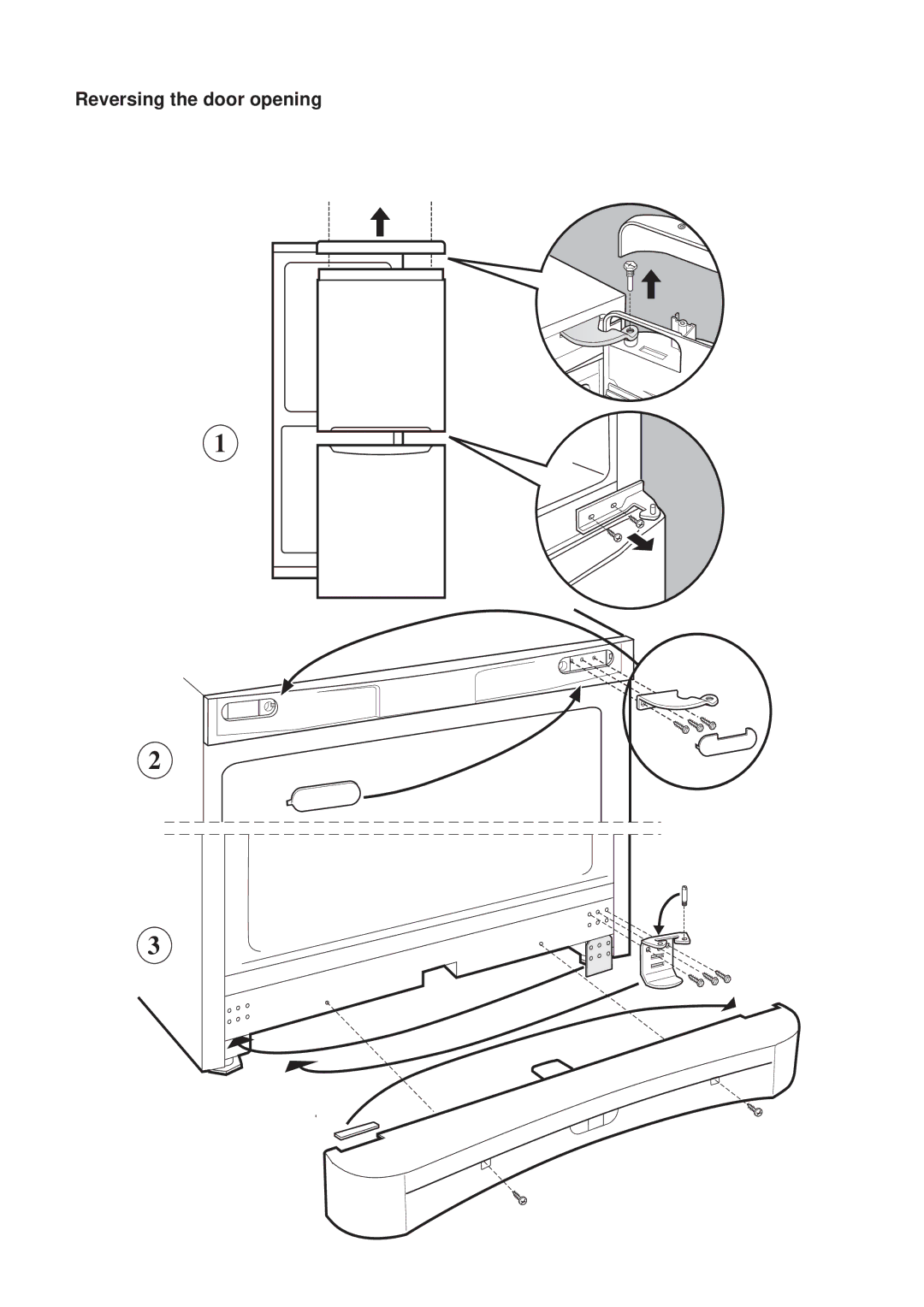 Indesit BA 13 GF manual Reversing the door opening 