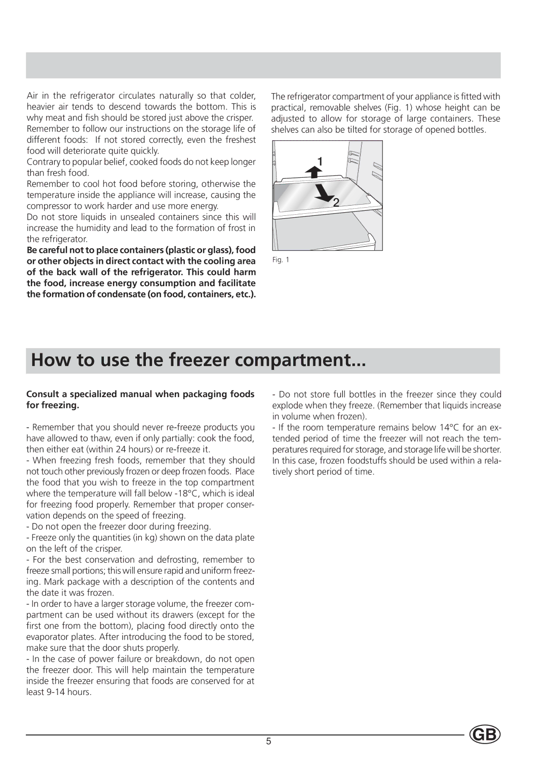 Indesit BA 13 GF manual How to use the freezer compartment 