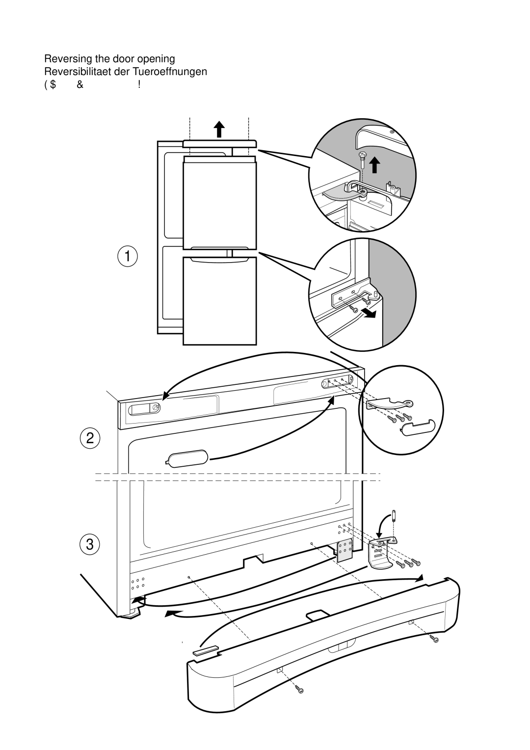 Indesit BA 13 S, BA 13 X manual Reversibilitate deschidere uºi 