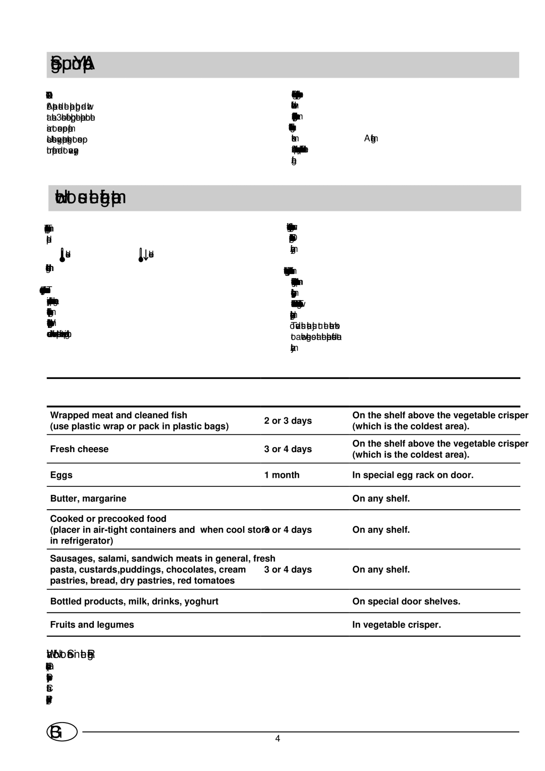 Indesit BA 13 X Setting up Your Appliance, How to use the refrigerator compartment, What Not to Store in the Refrigerator 