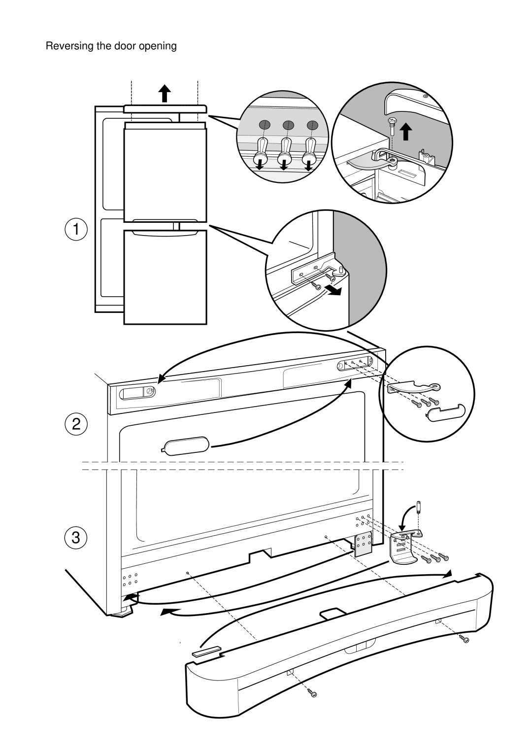 Indesit BA35FNF P manual Reversing the door opening 