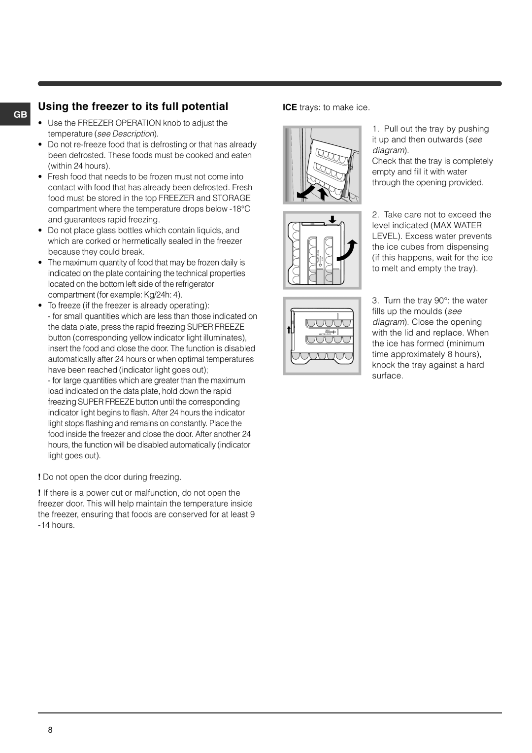 Indesit BAA 35P manual Using the freezer to its full potential, Temperature see Description 