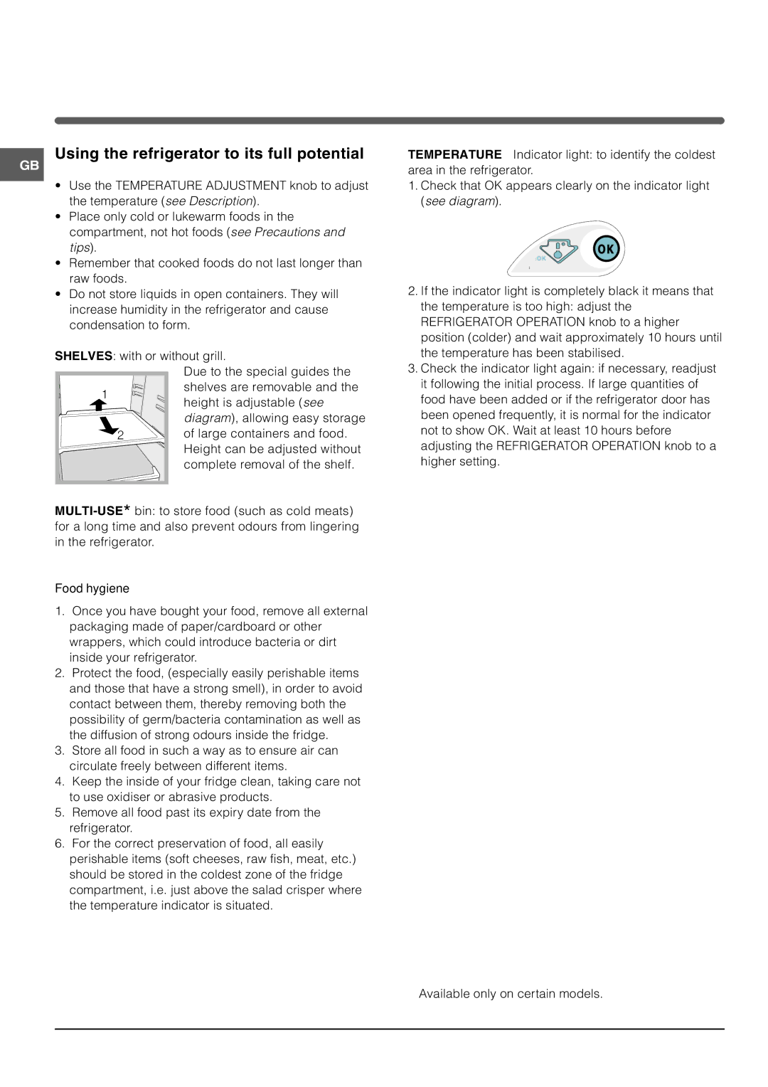 Indesit BAAN 10 manual Using the refrigerator to its full potential 