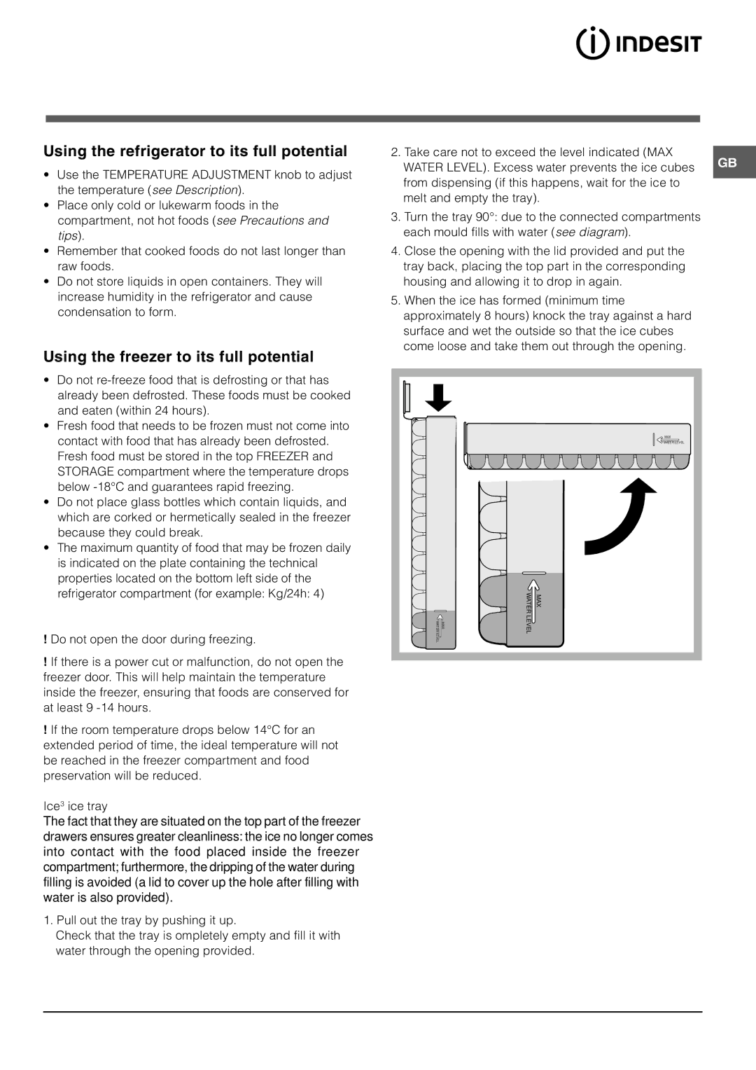 Indesit BAAN 134 G, BAAN 134 S manual Using the refrigerator to its full potential, Using the freezer to its full potential 