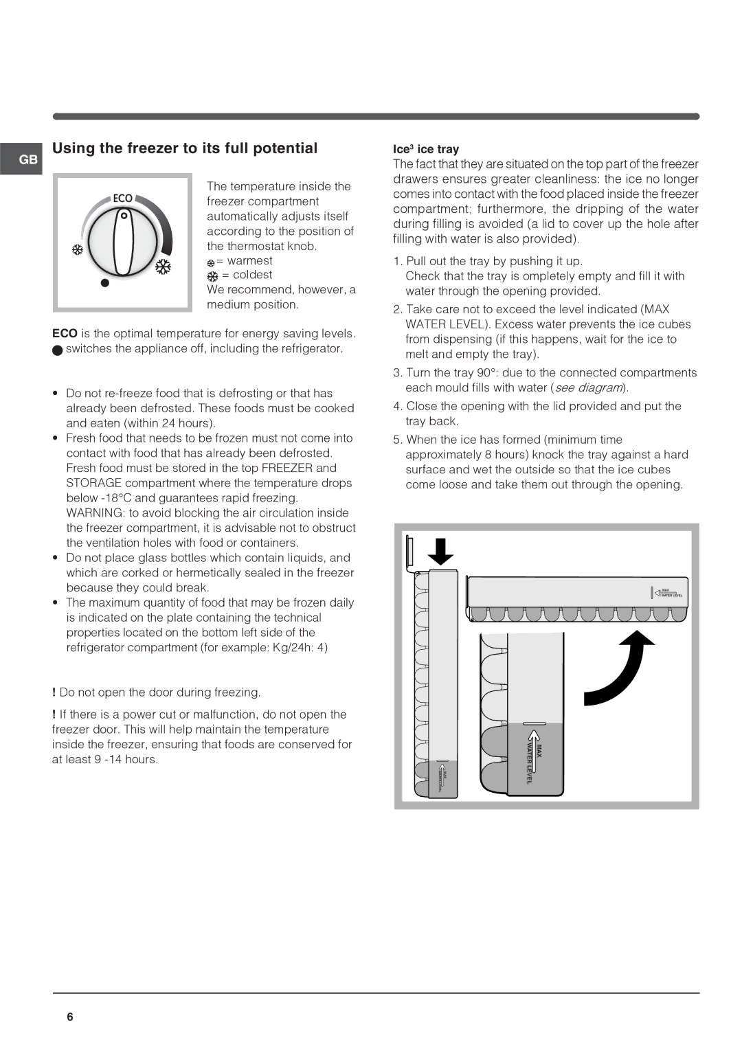 Indesit BAN 134 NF K operating instructions Using the freezer to its full potential 