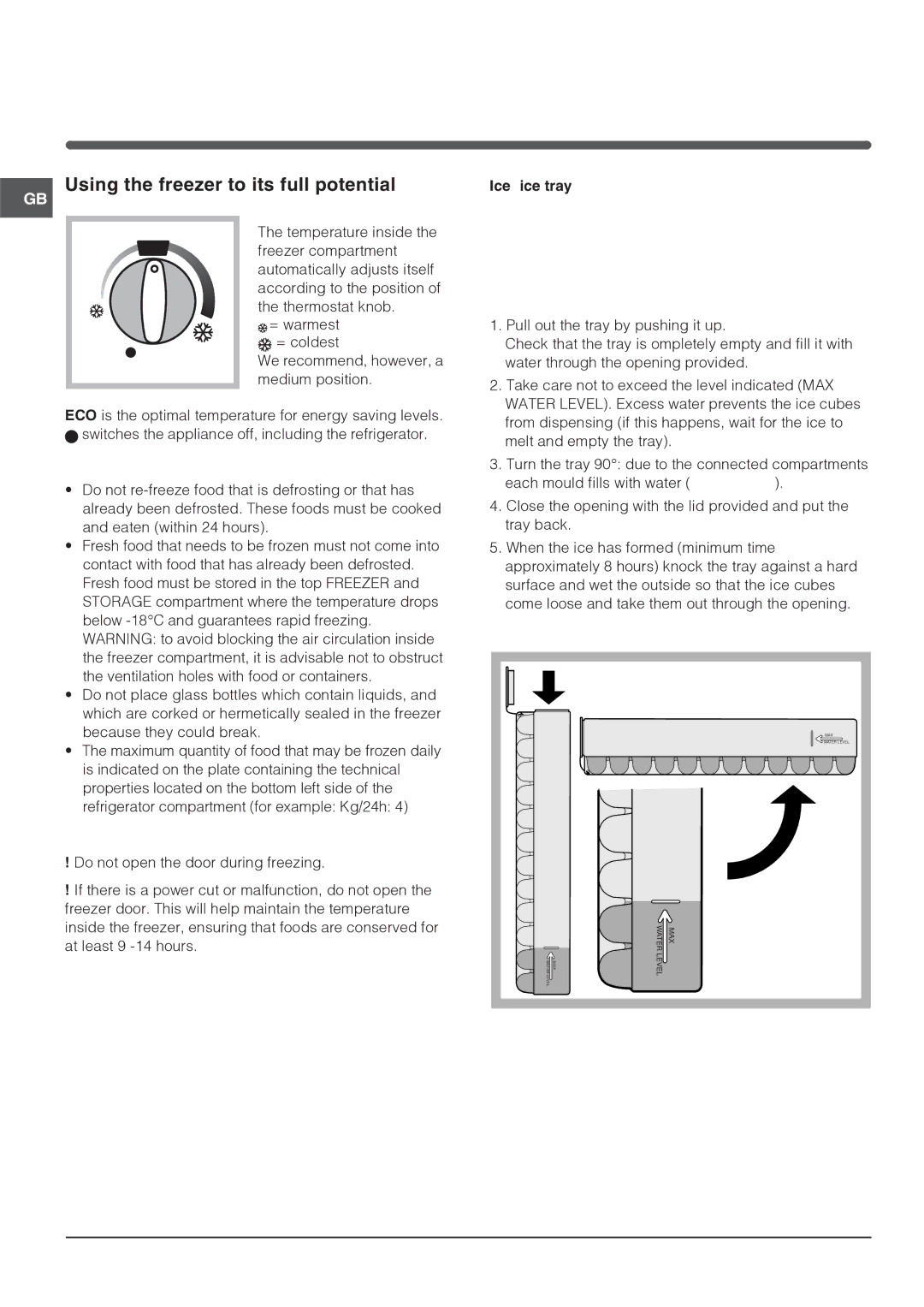 Indesit BAN 134 NF S manual Using the freezer to its full potential 