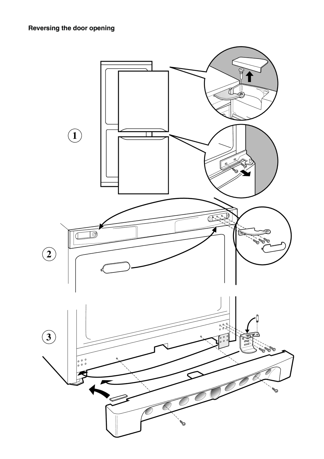 Indesit C 133 UK manual Reversing the door opening 