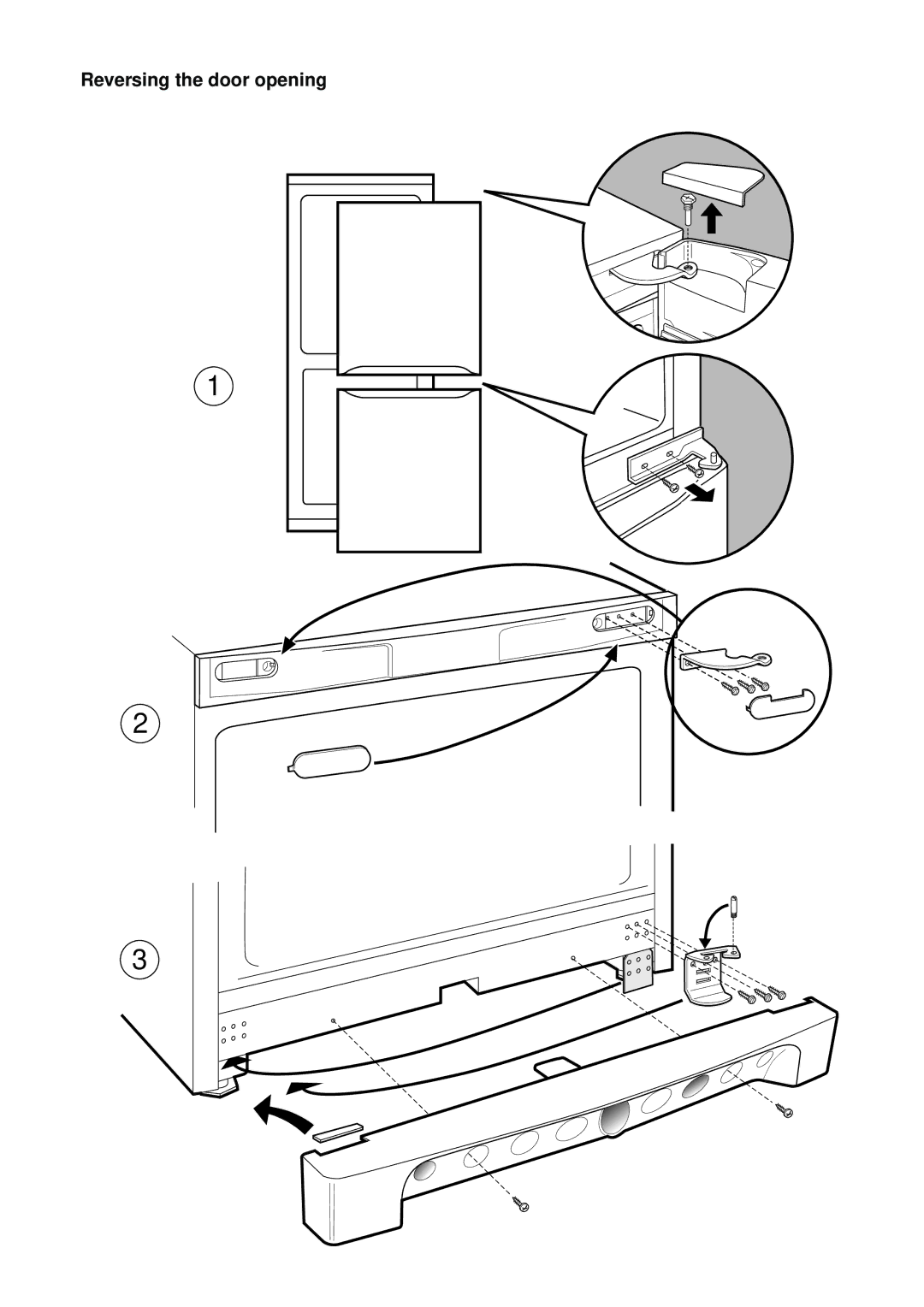 Indesit C 138 manual Reversing the door opening 