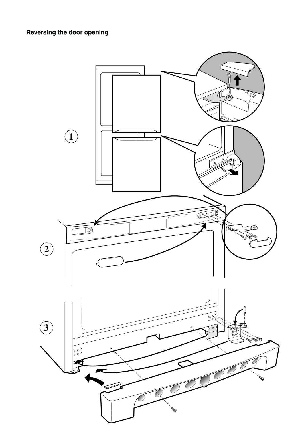 Indesit C 239 NF UK manual Reversing the door opening 