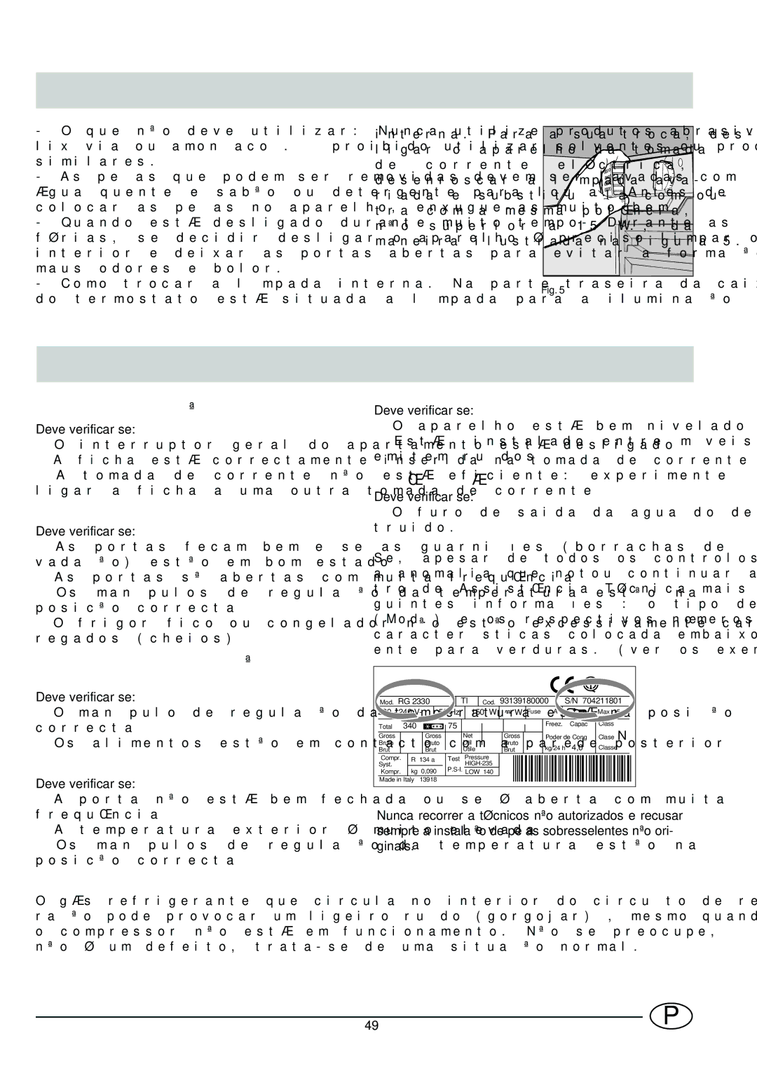 Indesit CG 3100 manual Que fazer se ocorrer alguma anomalia? 