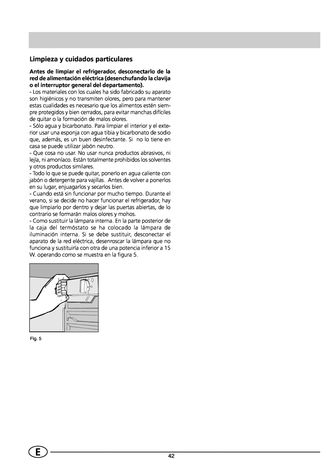 Indesit CG 3100 manual Limpieza y cuidados particulares 