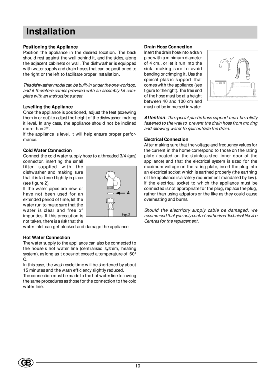 Indesit D 66 manual Installation 