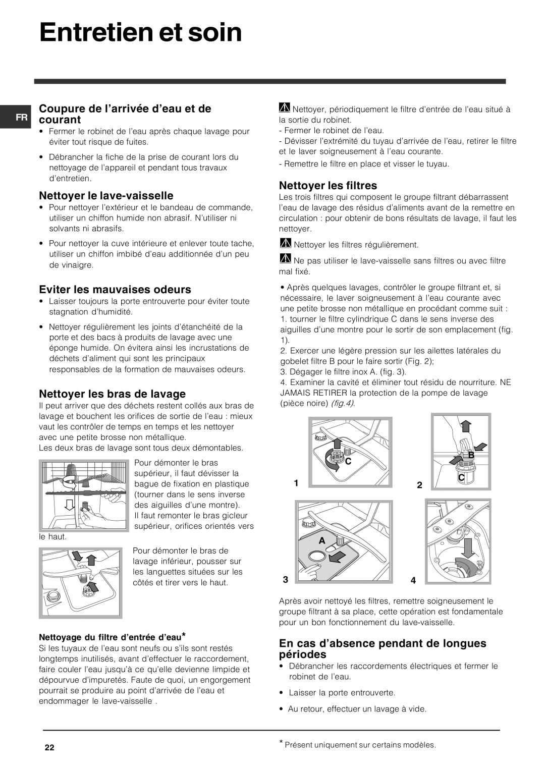 Indesit DFG 262 operating instructions Entretien et soin 