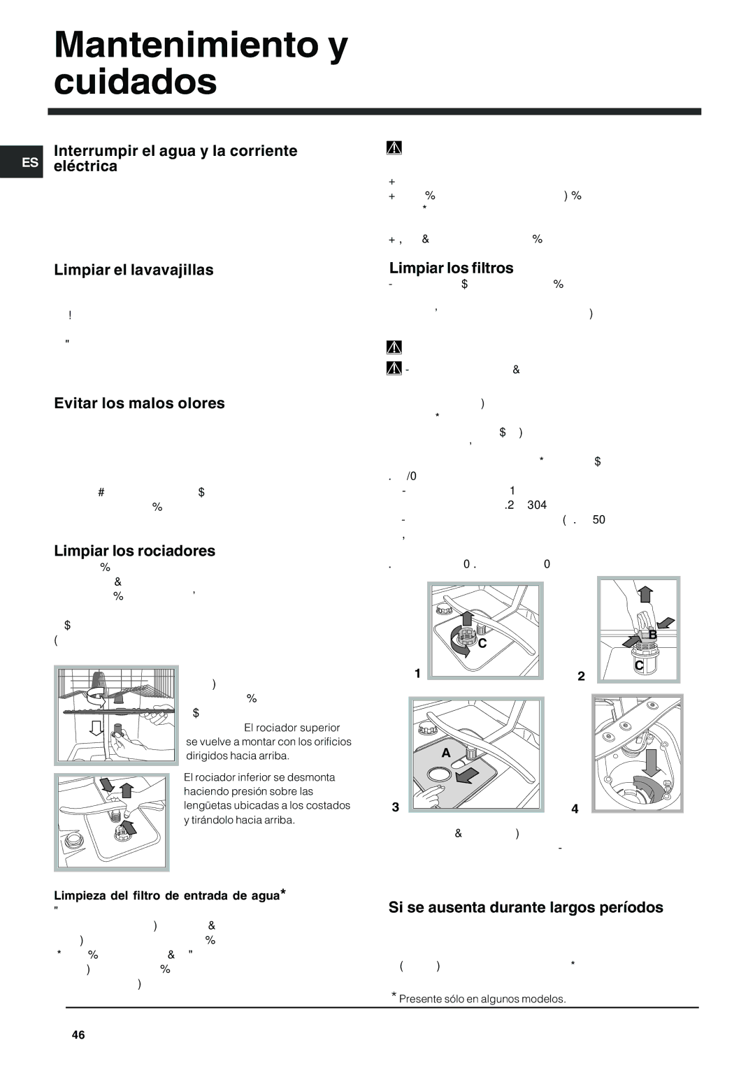 Indesit DFG 262 operating instructions Mantenimiento y cuidados 