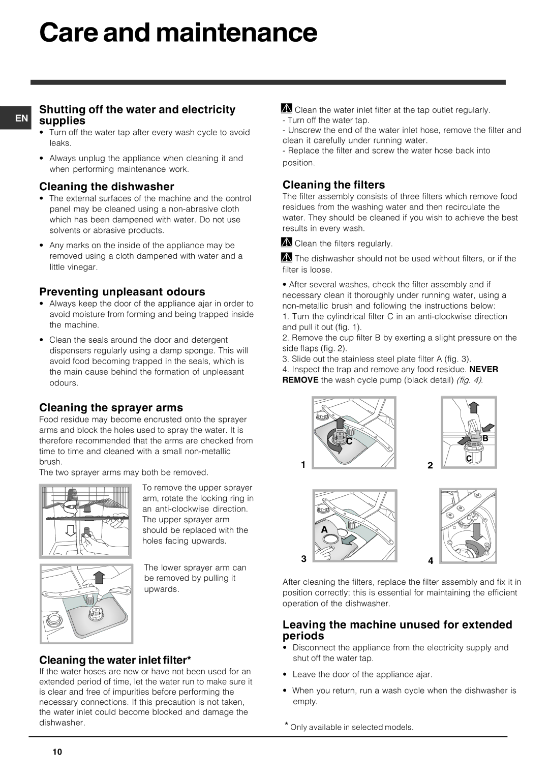 Indesit DIS 04 manual Care and maintenance 