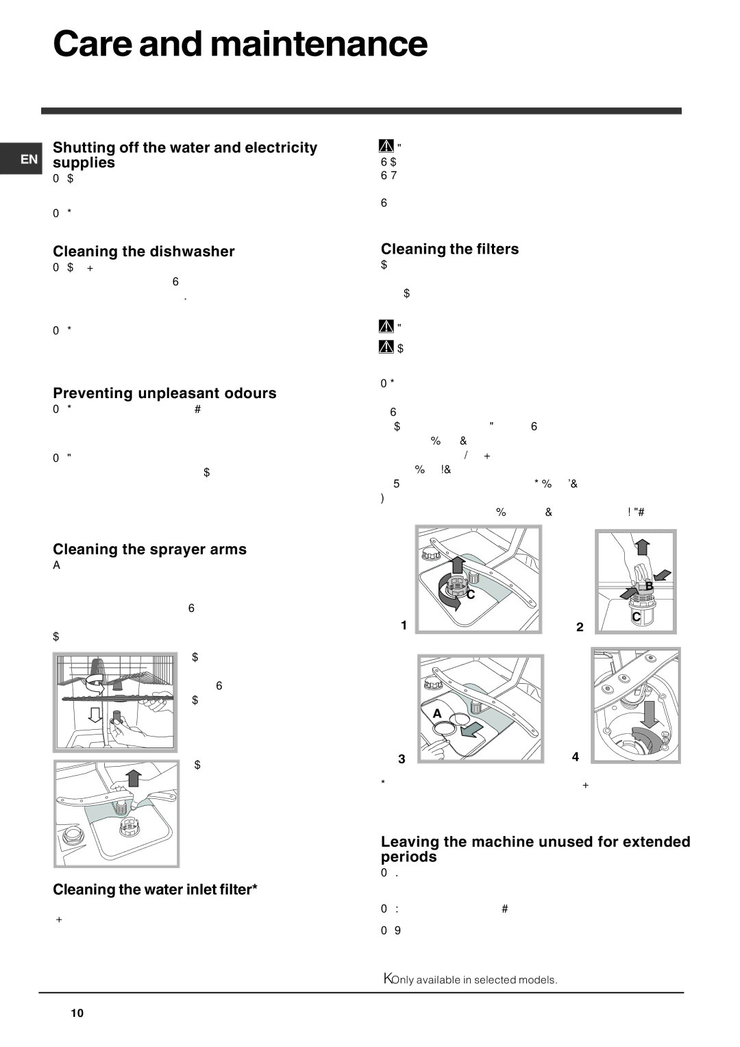 Indesit DIS 04 operating instructions Care and maintenance 