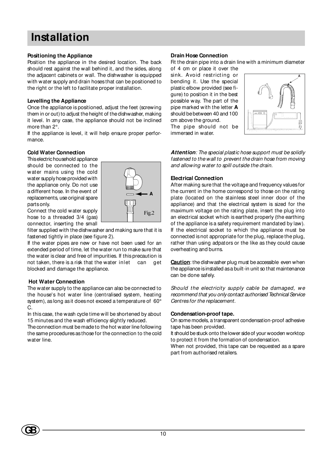 Indesit DV 620 manual Installation 