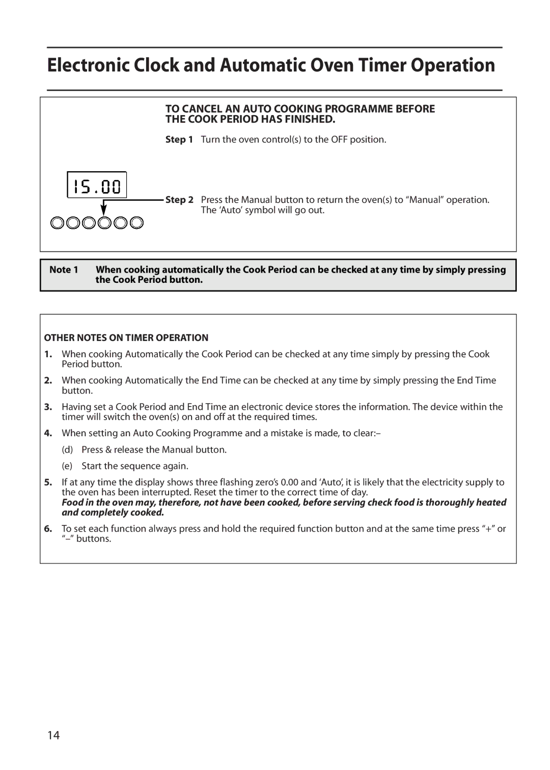 Indesit FDE20 manual Other Notes on Timer Operation 