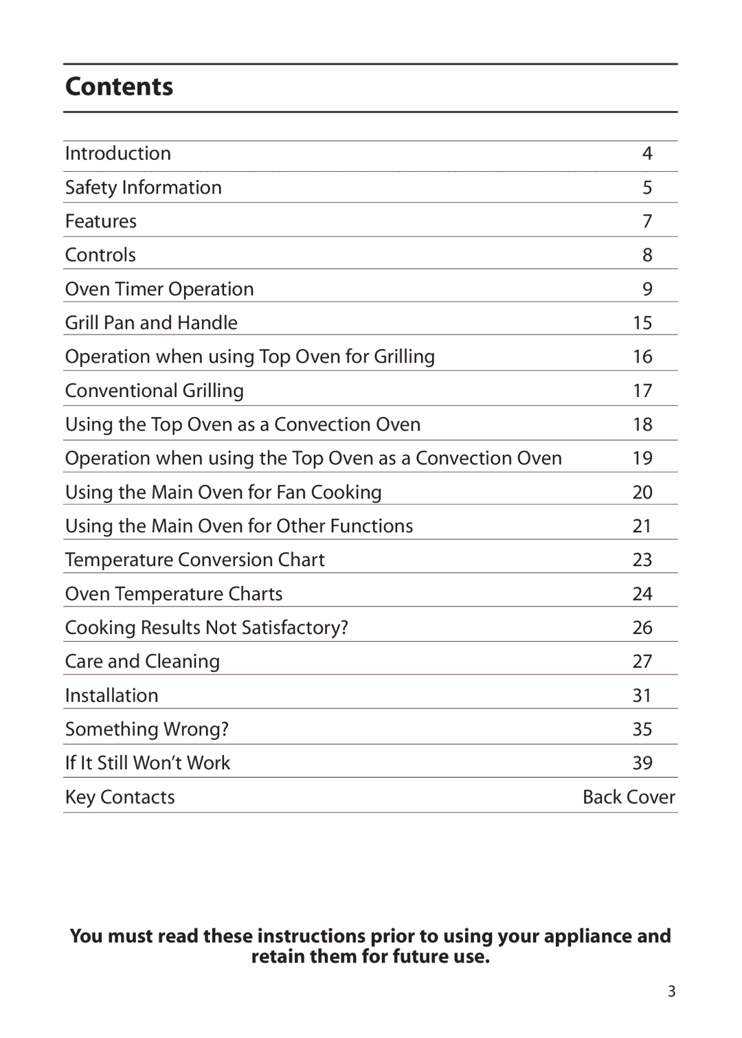 Indesit FDE20 manual Contents 