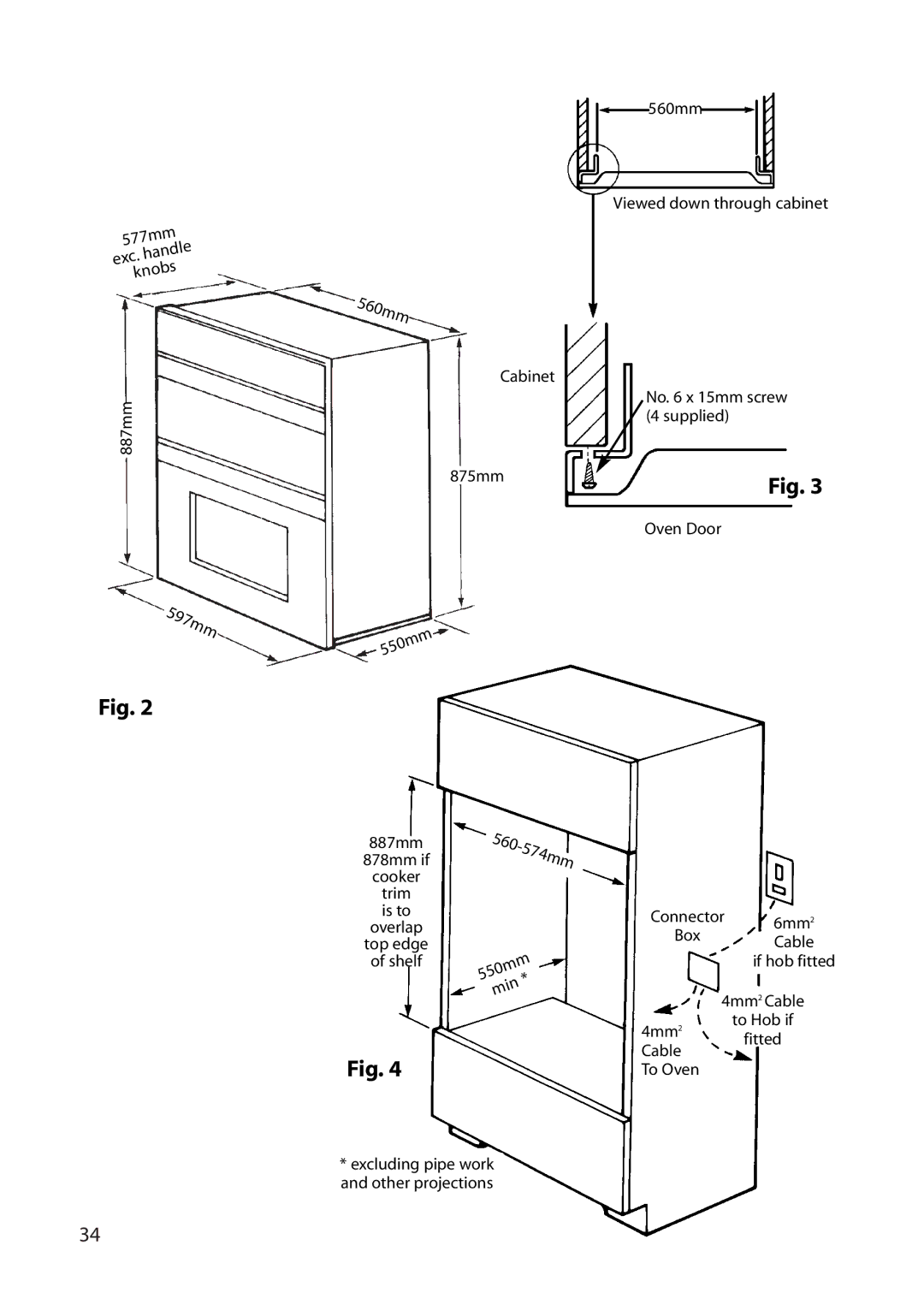 Indesit FDE20 manual 597mm 