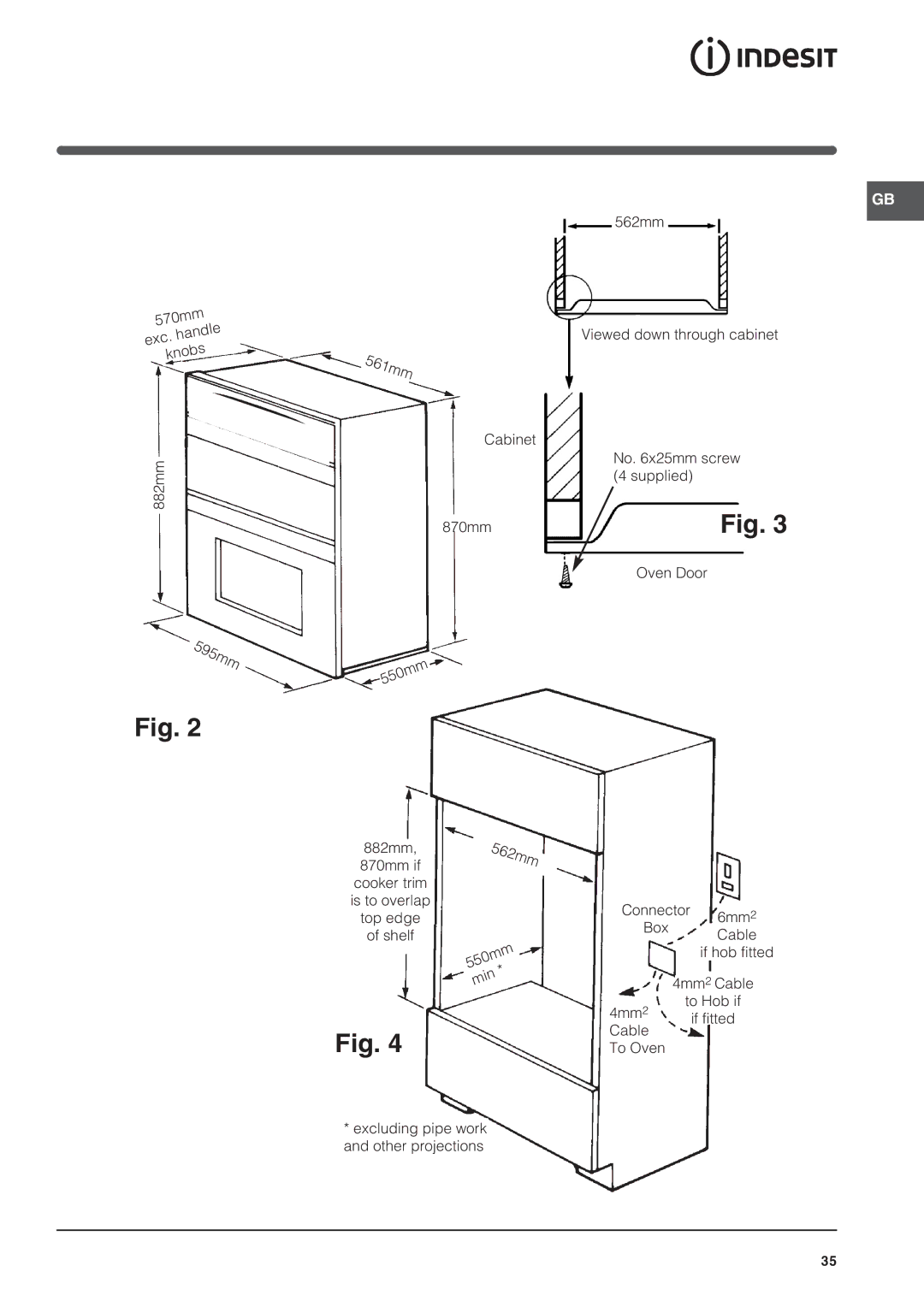 Indesit FID201X/1, FID20BK/1, FID20WH/1, FIDM20IX/1 manual 561mm, 562mm 