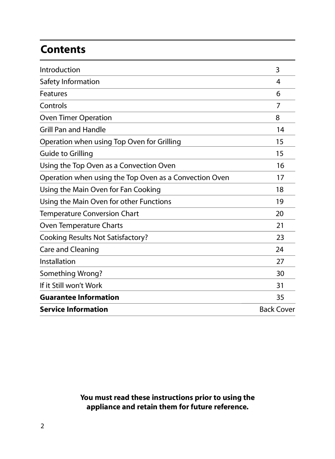 Indesit FIU20 MK2 manual Contents 