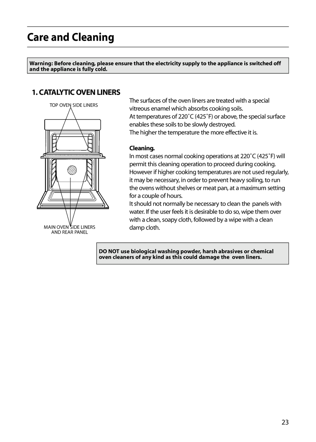 Indesit FIU20 manual Care and Cleaning 