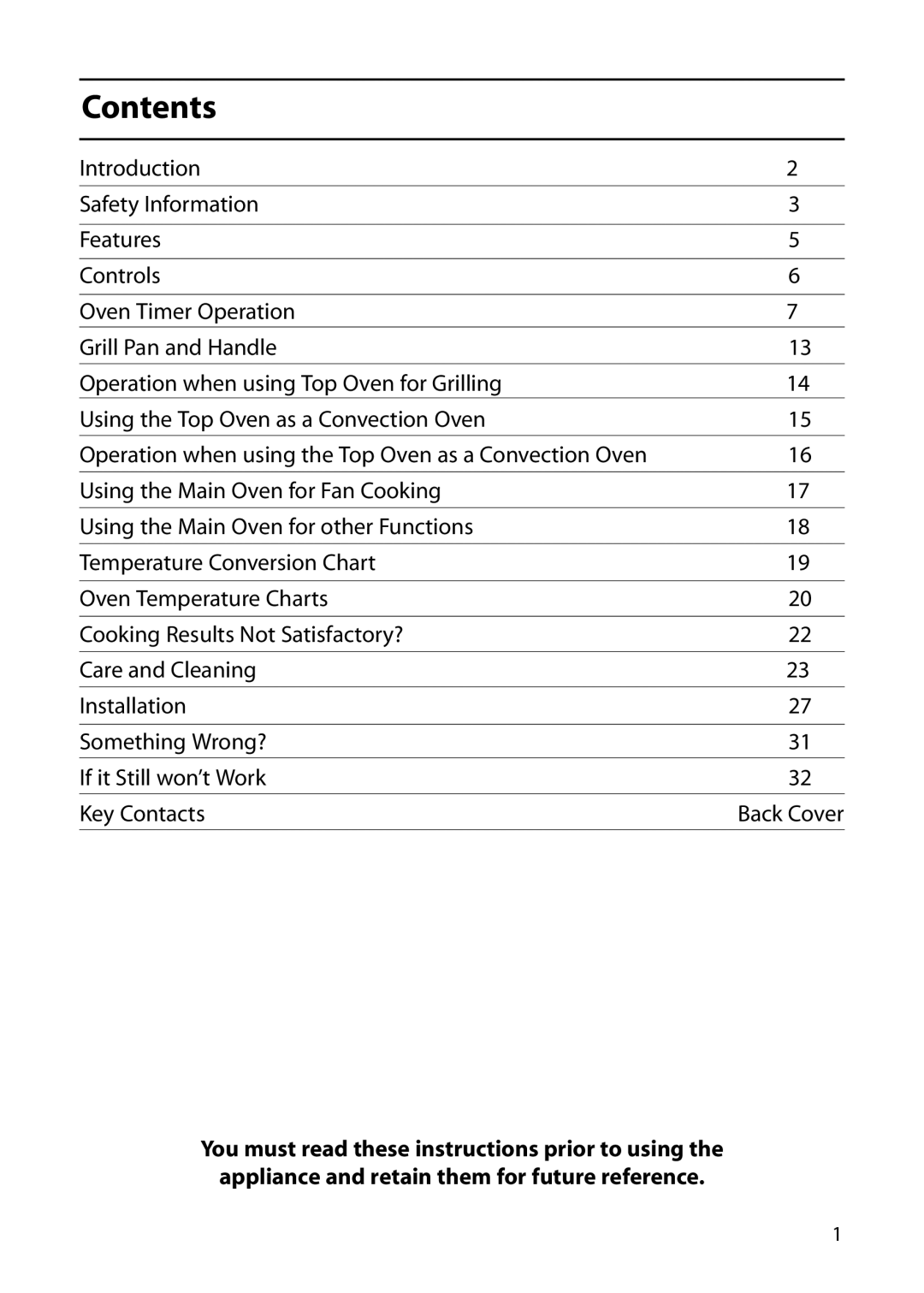 Indesit FIU20 manual Contents 