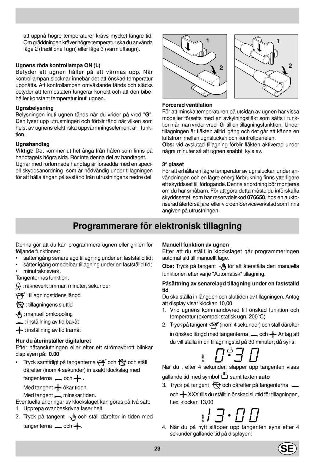 Indesit FM 37K IX DK manual Programmerare för elektronisk tillagning 